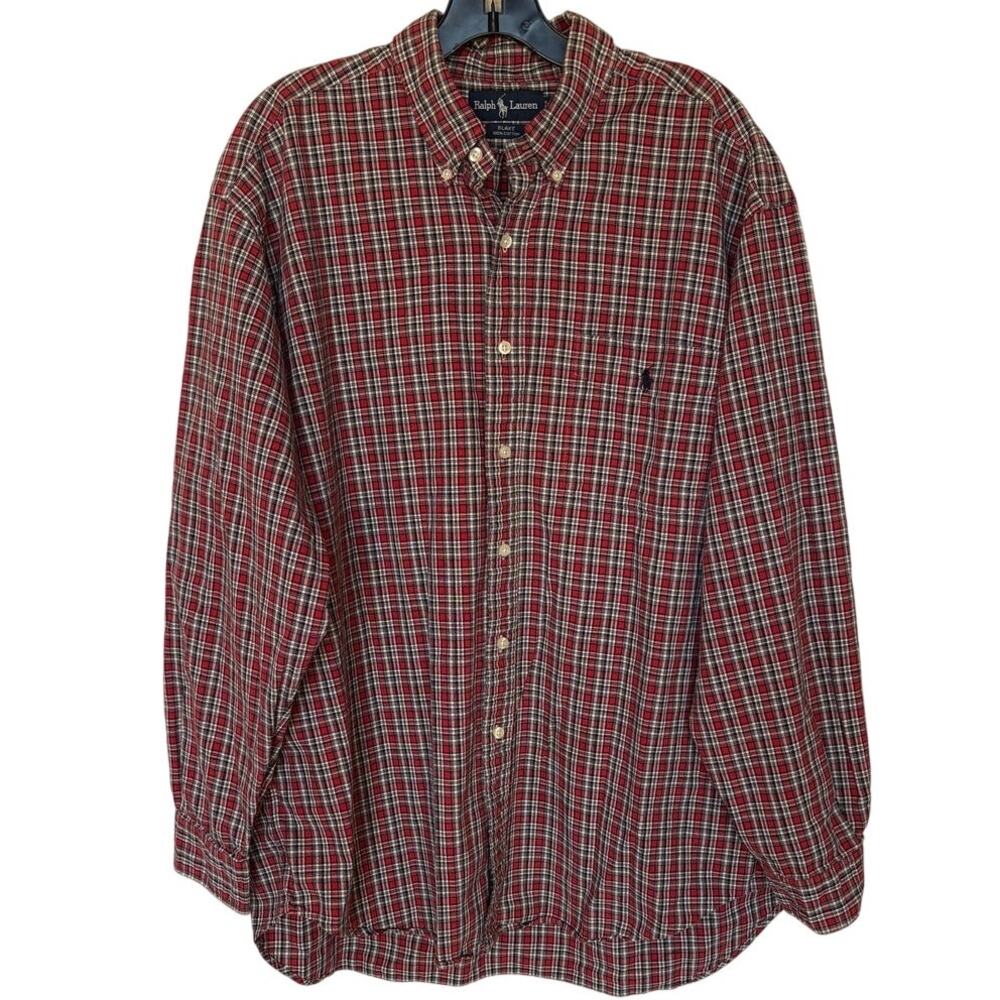 Vintage Ralph Lauren Cotton Plaid "Blake" LS Button Down Oversize 90's Fit sz XL